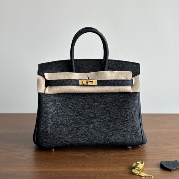 Genuine Leather Taupe wirkin bag 25cm - Picture 11 of 12